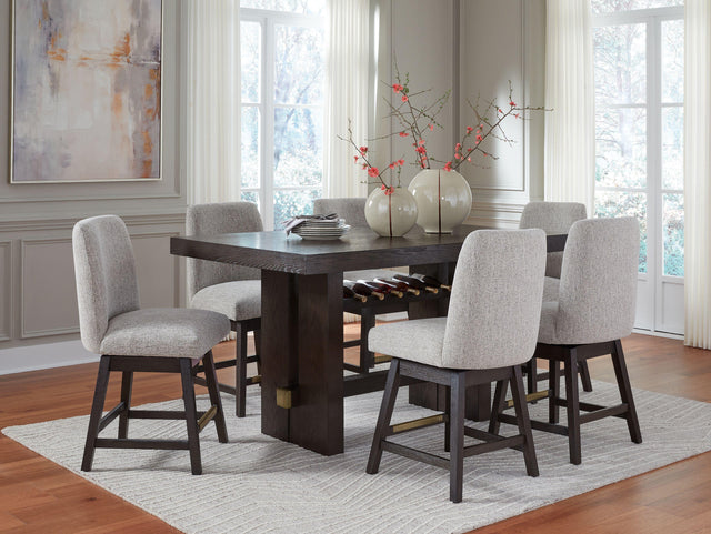 Ashley Burkhaus - Dark Brown - 7 Pc. - Rectangular Counter Table, 6 Barstools