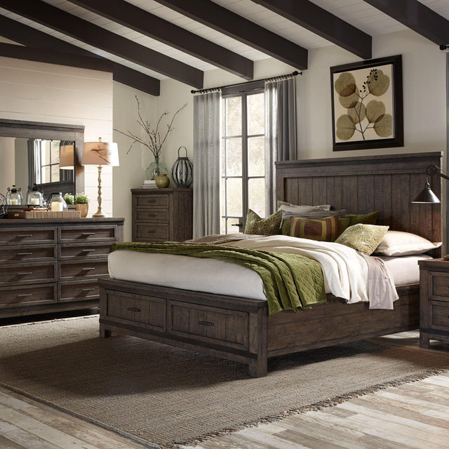 Liberty Furniture Thornwood Hills - 3 Piece Bedroom Set (Queen Storage Bed, Dresser & Mirror) - Dark Brown