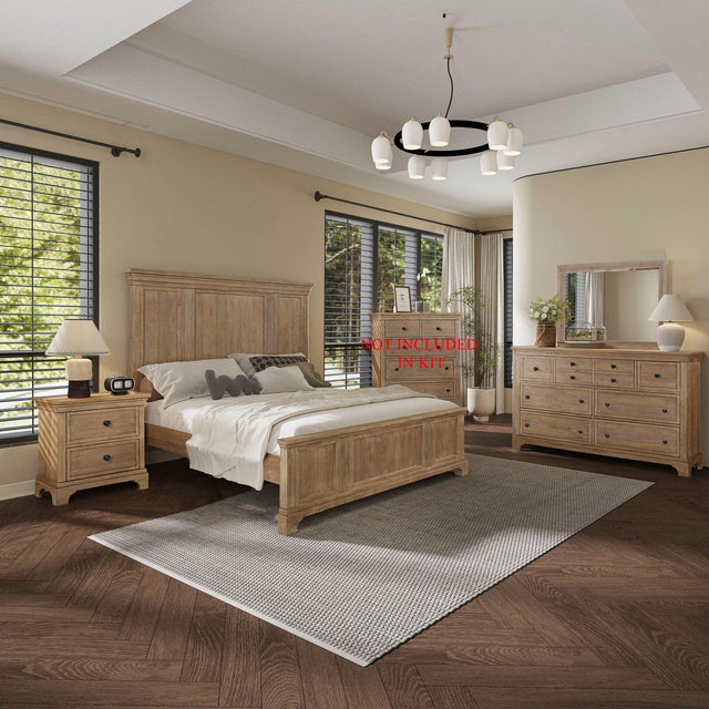 Liberty Furniture Haven Hills - 4 Piece Bedroom Set (Queen Panel Bed, Dresser & Mirror, Night Stand) - Camel Beige