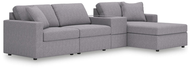 Ashley Modmax - Granite - 4-Piece Sectional With Raf Corner Chaise And Storage Console