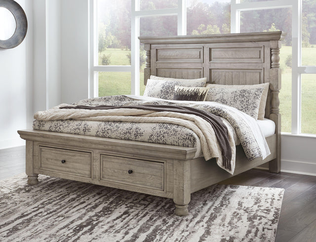 Ashley Harrastone - Gray - King Panel Storage Bed