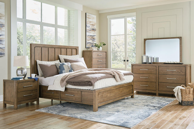 Ashley Cabalynn - Light Brown - 7 Pc. - Dresser, Mirror, Chest, Queen Panel Bed With Storage