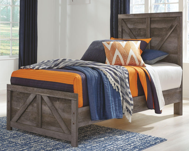 Ashley Wynnlow - Gray - Twin Crossbuck Panel Bed