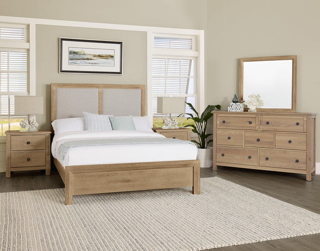 Vaughan-Bassett Custom Express - California King Upholstered Bed - Pebble Grey / Clear Oak