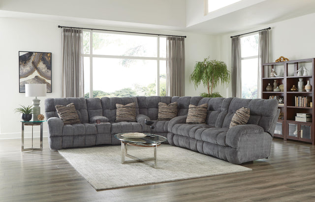 Catnapper Ashland - 3 Piece Manual Reclining Sectional With 4 Lay Flat Reclining Seats - Granite