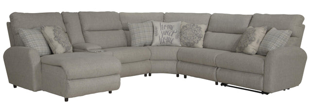 Catnapper McPherson - 6 Piece Power Reclining Sectional With LSF Lay-Back Chaise And 1 Lay-Flat Reclining Seat - Beige