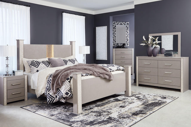 Ashley Surancha - Gray - 6 Pc. - Dresser, Mirror, King Poster Bed