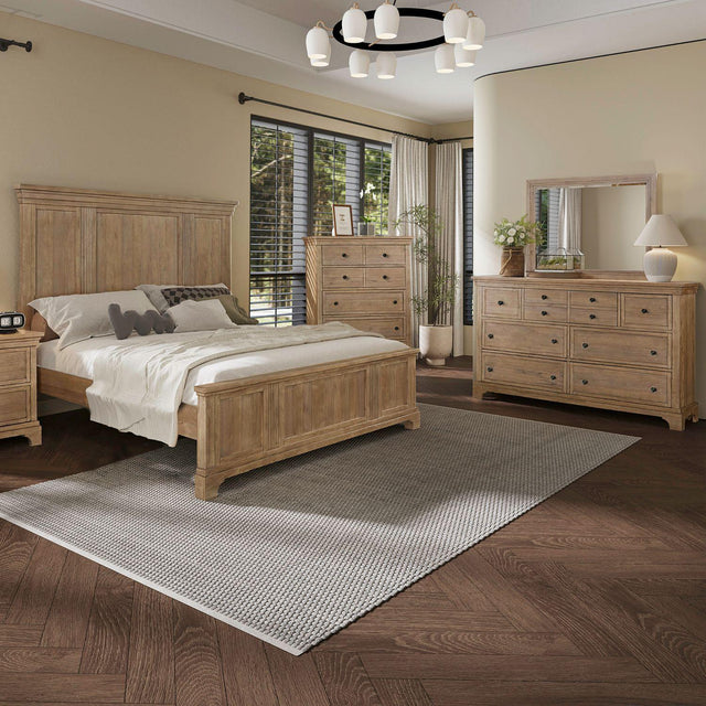 Liberty Furniture Haven Hills - 4 Piece Bedroom Set (Queen Panel Bed, Dresser & Mirror, Chest) - Camel Beige
