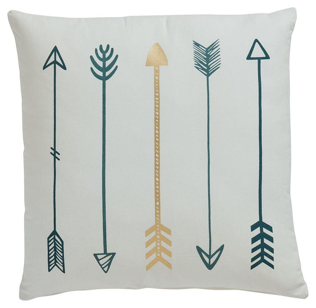 Ashley Gyldan Pillow (4/CS) - White/Teal/Gold