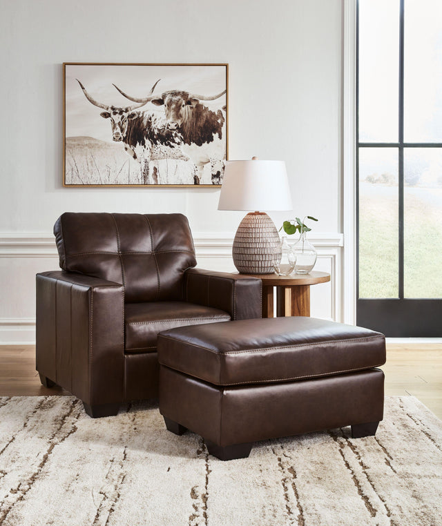 Ashley Santorine - Dark Brown - 2 Pc. - Chair, Ottoman