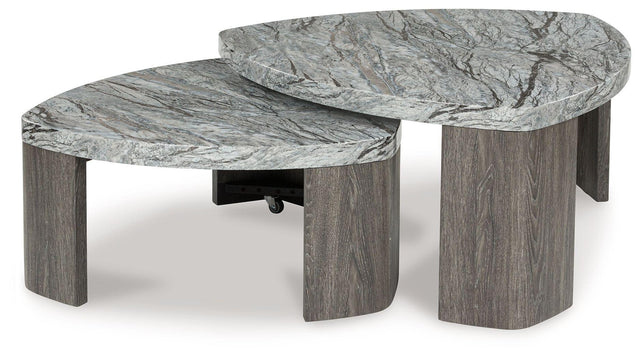 Ashley Surmour Stacked Cocktail Table - Gray/Brown