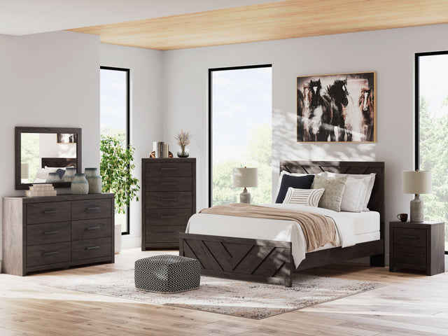 Ashley Prendonea - 4 Pc. - Dresser, Mirror, Queen Panel Bed - Charcoal