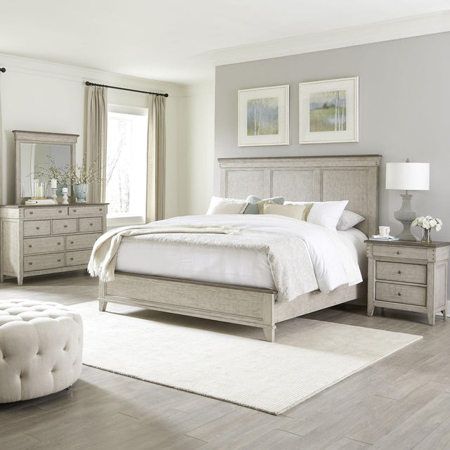 Liberty Furniture Ivy Hollow - 4 Piece Bedroom Set (King Panel Bed, Dresser & Mirror, Nightstand) - White