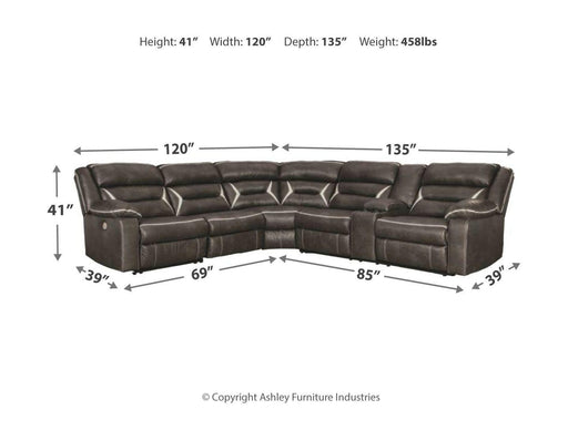 Ashley Kincord - Midnight - Right Arm Facing Power Sofa With Console 4 Pc Sectional