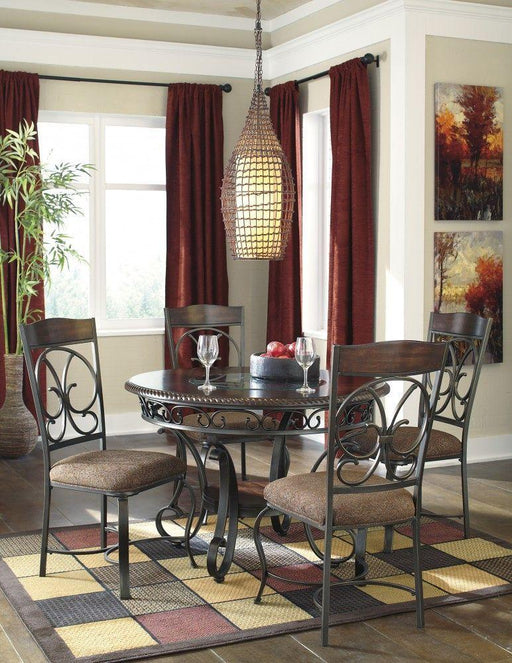 Ashley Glambrey - Brown - 5 Pc. - Dining Room Table, 4 Upholstered Side Chairs