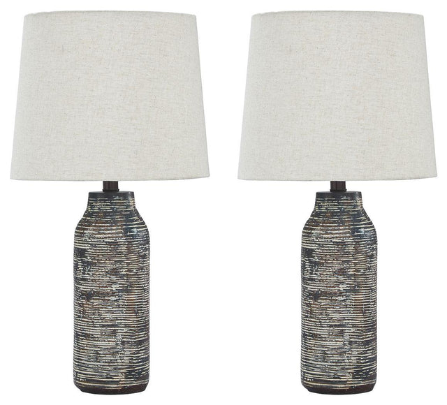 Ashley Mahima Paper Table Lamp (2/CN) - Black/White