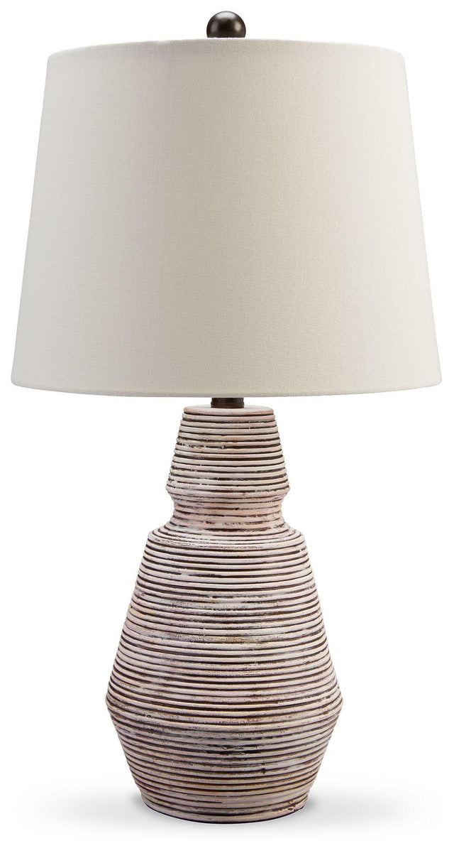 Ashley Jairburns Poly Table Lamp (2/CN) - Brick Red/White