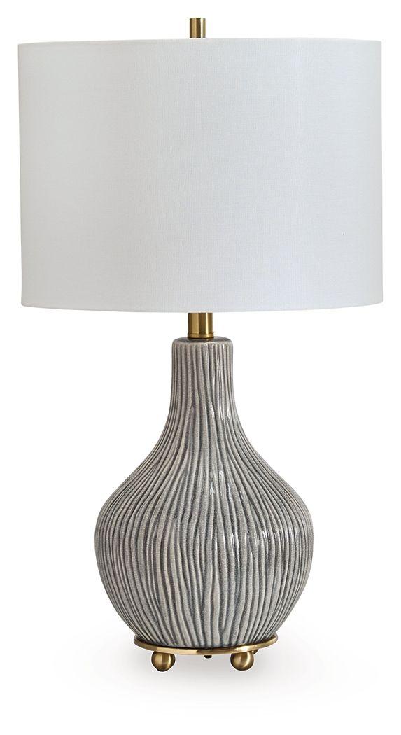 Ashley Judlen Ceramic Table Lamp (1/CN) - Gray/Gold Finish
