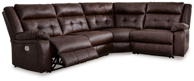 Ashley Punch Up - Walnut - 4-Piece Power Reclining Sectional