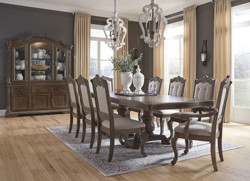 Ashley Charmond - Dark Brown - 10 Pc. - Extension Table, 6 Side Chairs, 2 Arm Chairs