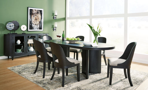 Ashley Rowanbeck - Black - 8 Pc. - Dining Table, 6 Side Chairs, Server