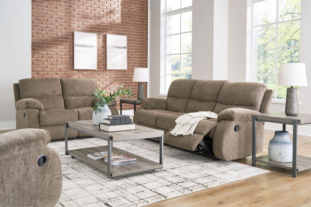 Ashley Scranto - Oak - 3 Pc. - Reclining Sofa, Reclining Loveseat, Rocker Recliner