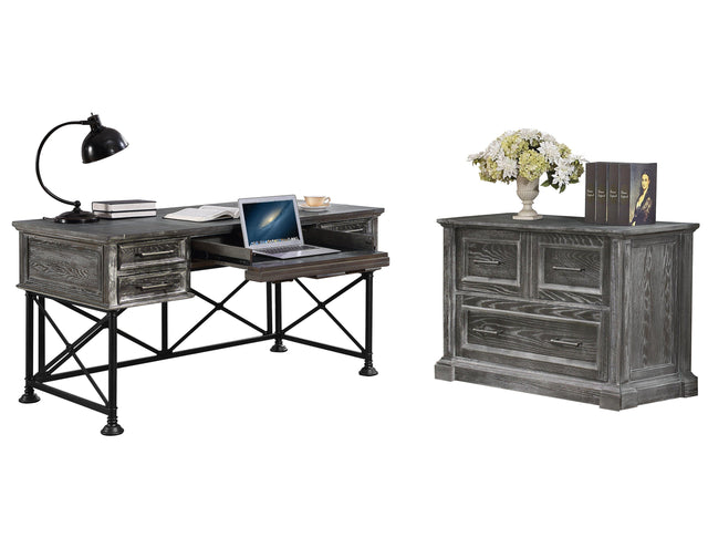 Parker House Gramercy Park - Writing Desk With Lateral File - Vintage Burnished Smoke