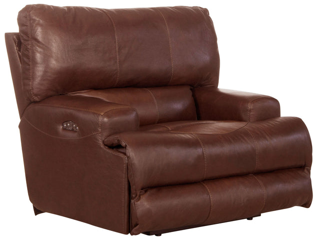 Catnapper Wembley - Italian Leather Match Power Lay Flat Recliner with Power Adjustable Headrest - Walnut