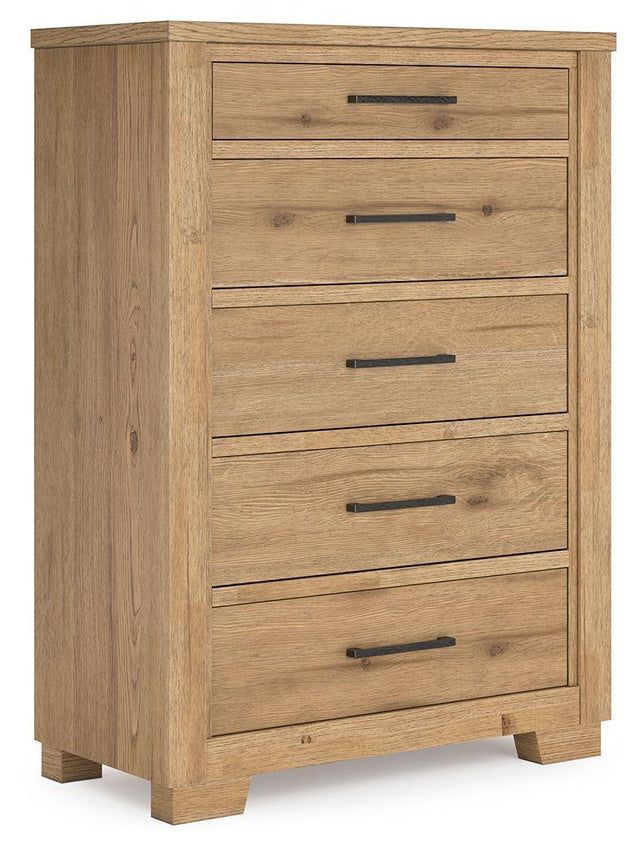 Ashley Galliden Five Drawer Chest - Light Brown