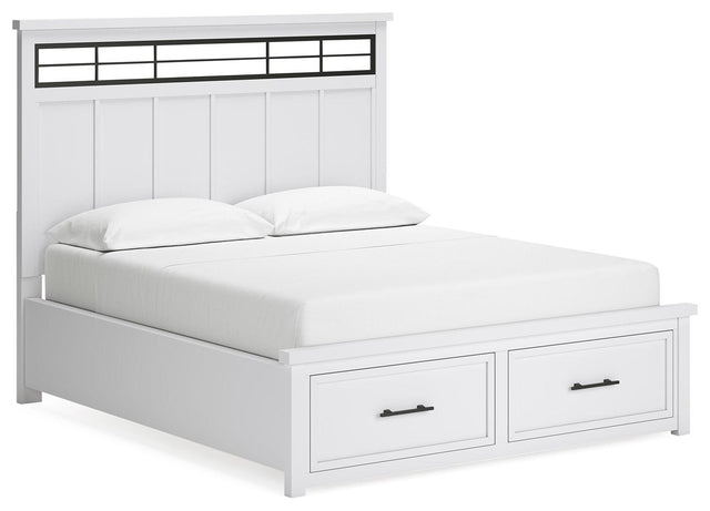 Ashley Ashbryn - White / Natural - California King Panel Storage Bed