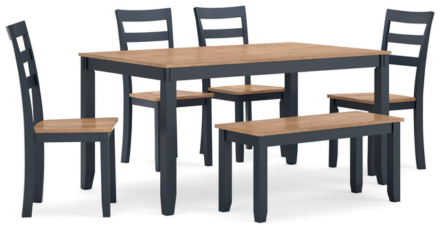 Ashley Gesthaven Dining Room Table Set (6/CN) - Natural/Blue