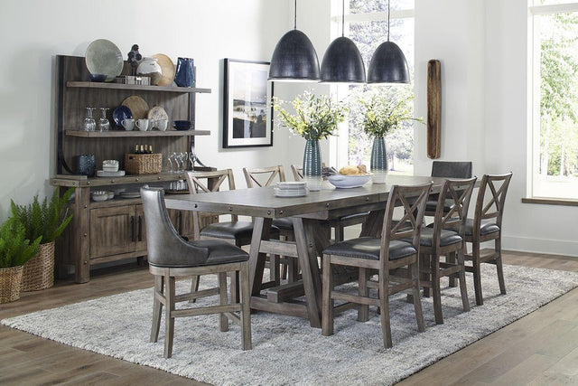 Parker House Lodge Dining - Counter Height Extendable Table With 2 Sling Stools 6 X-Back Stools Buffet With Hutch - Siltstone