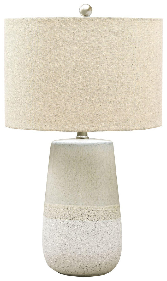 Ashley Shavon Ceramic Table Lamp (1/CN) - Beige/White