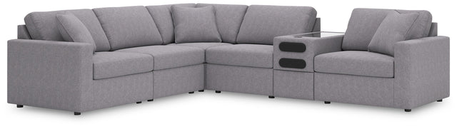 Ashley Modmax - Granite - 6-Piece Sectional With Audio System Console