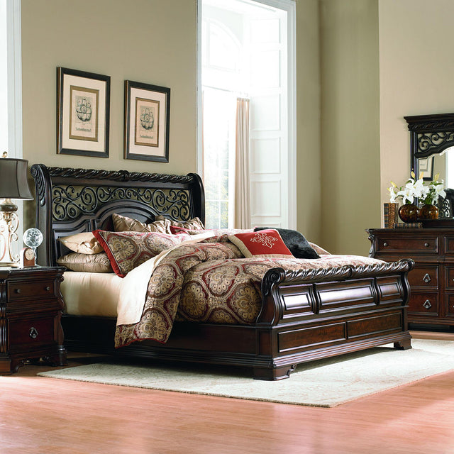 Liberty Furniture Arbor Place - 5 Piece Bedroom Set (Queen Sleigh Bed, Dresser & Mirror, Chest, Nightstand) - Dark Brown