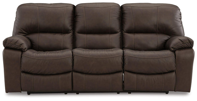 Ashley Leesworth Reclining Power Sofa - Dark Brown