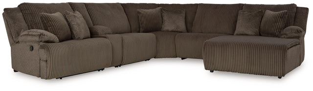 Ashley Top Tier - Chocolate - 6-Piece Reclining Sectional With Raf Press Back Chaise