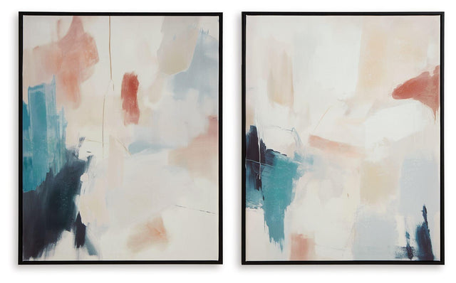 Ashley Caldish Wall Art Set (2/CN) - Blue/White/Pink