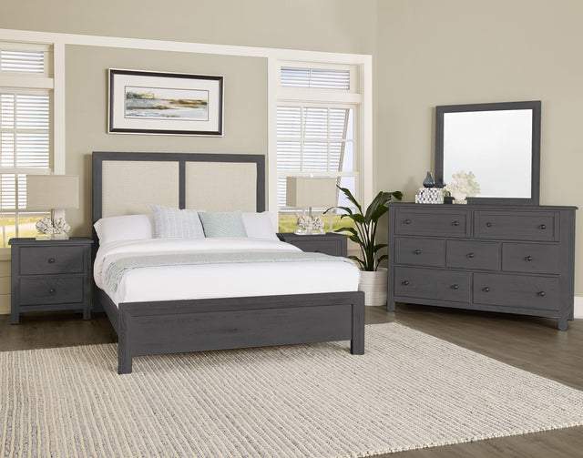 Vaughan-Bassett Custom Express - California King Upholstered Wooden Bed - Pebble Grey / Graphite