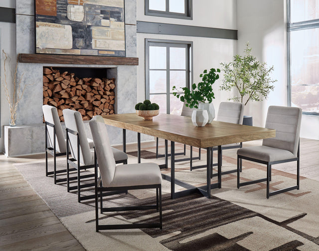 Ashley Tomtyn - Light Brown - 7 Pc. - Rectangular Dining Extension Table, 6 Side Chairs