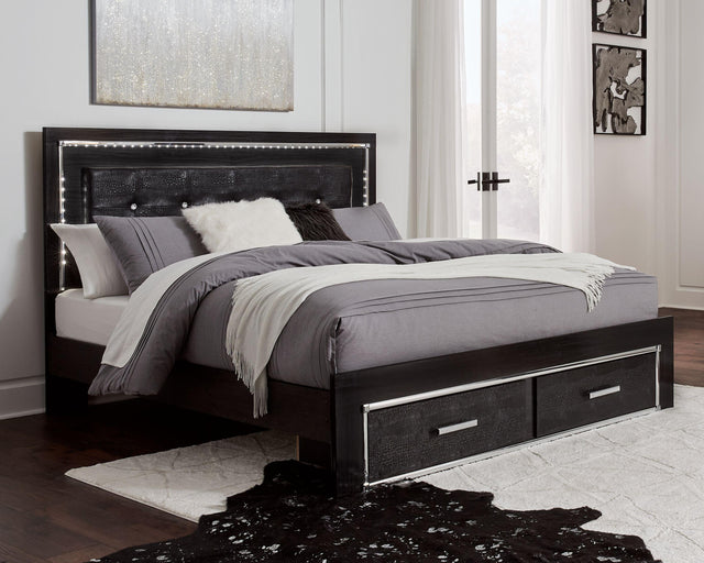 Ashley Kaydell - Black - King Upholstered Panel Bed With 2 Storage Drawers