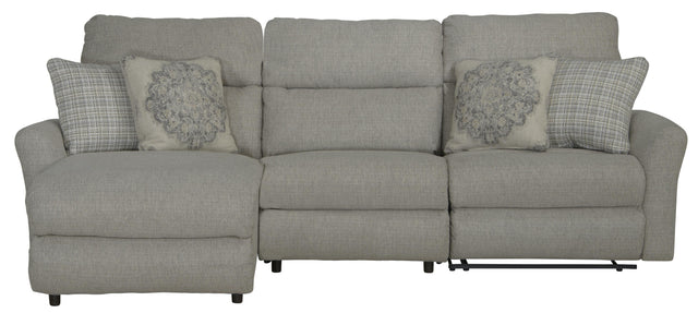 Catnapper McPherson - 3 Piece Power Reclining Sectional With 1 LSF Lay-Back Chaise And 1 Lay-Flat Recliner - Beige