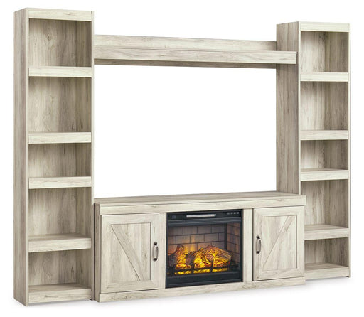 Ashley Bellaby - Whitewash - 5-Piece Entertainment Center With Electric Fireplace