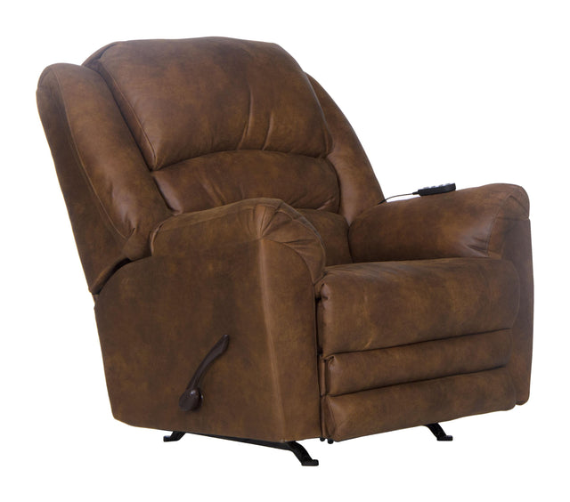 Catnapper Hayden - Chaise Rocker Recliner With Heat / Massage & Oversize Xtra Comfort Footrest - Tobacco - Fabric