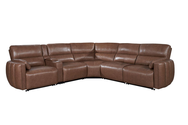 Parker House Modesto - 6 Piece Modular Power Reclining Sectional With Power Adjustable Headrests - Sable