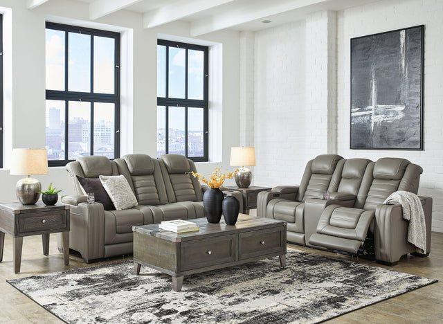 Ashley Backtrack - Gray - 2 Pc. - Power Reclining Sofa, Loveseat