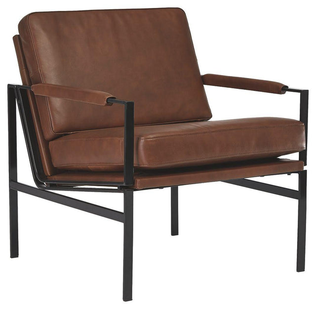 Ashley Puckman Accent Chair - Brown/Silver Finish