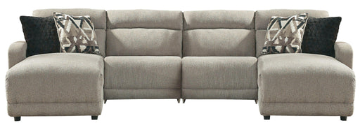 Ashley Colleyville - Stone - 4-Piece Power Reclining Sectional With Chaise, 2 Armless Chairs
