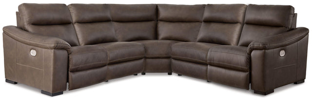 Ashley Salvatore - Chocolate - 5-Piece Power Reclining Sectional