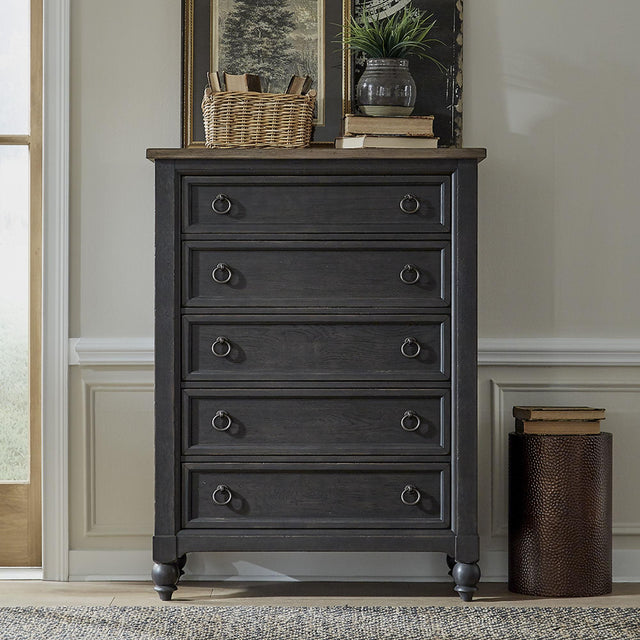 Liberty Furniture Americana Farmhouse - 5 Drawer Chest - Dark Gray